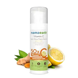 Mamaearth Vitamin C Daily Glow Face Serum for Men & Women - Vitamin C Serum for Glowing Skin, Oily Skin & Dark Spots, With 50x Vitamin C -30ml