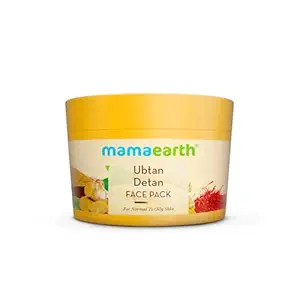 Mamaearth Ubtan Detan Face Pack with Turmeric & Saffron for Normal to Oily Skin 200 g | Natural, DIY-like Texture | Instantly Reduces Tan, Adds Glow | Clay Face Mask | Free From Harmful Chemicals