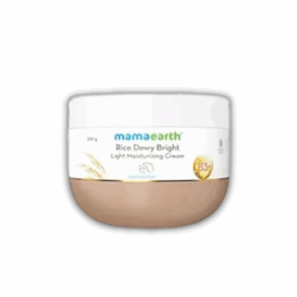 Mamaearth Rice Dewy Bright Light Moisturizing Cream With Rice Water & Niacinamide For Glass-Skin 200G |For Face, Hands & Body|24H Long-Lasting Moisturization|Non-Greasy Quick Absorbing, All Skintypes