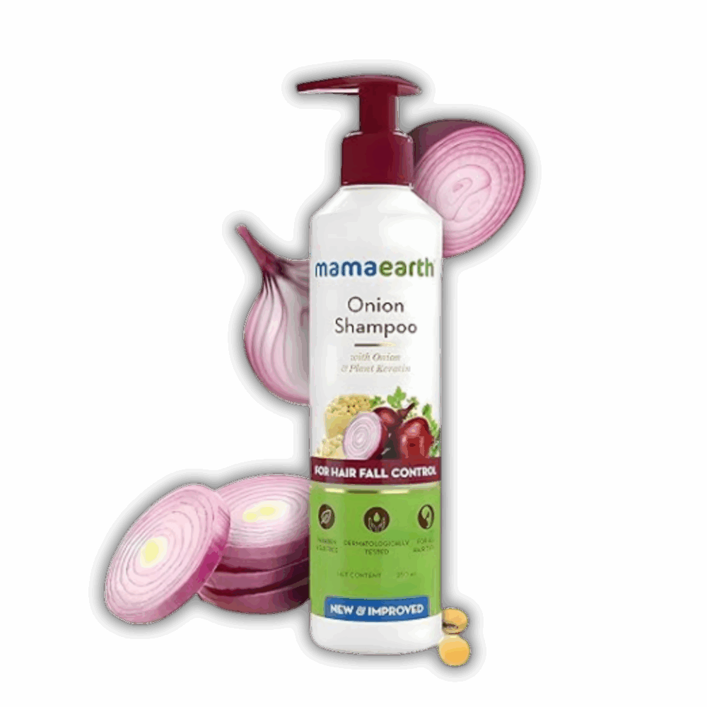 Mamaearth Onion Shampoo for Hair Growth and Hair Fall Control with Onion and Plant Keratin | Reduces Hair Fall | Strengthens & Smoothens Hair | For Men & Women | 250ml